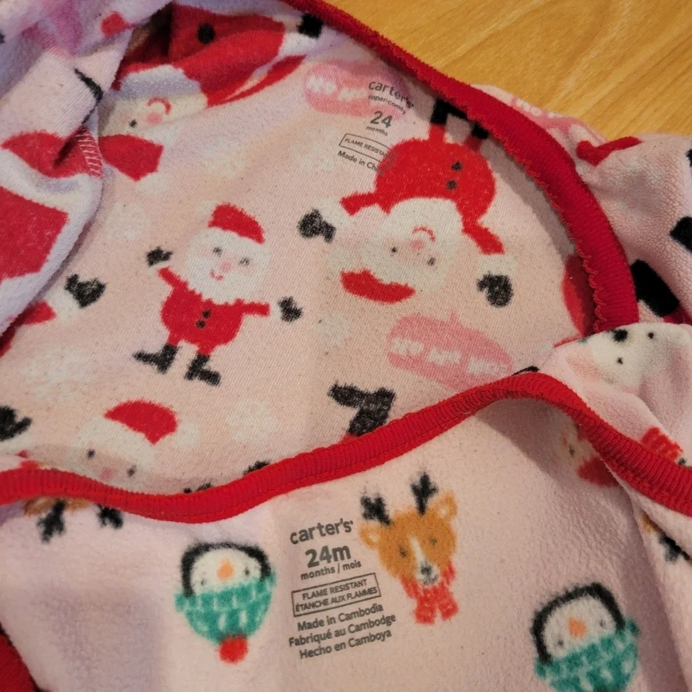 Carter's Christmas Pajamas Fleece Long Sleeve Footie Pajamas Size 24 Months